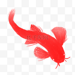 手绘卡通红色的鱼免扣元素