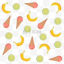 夏天冰淇淋柠檬香蕉水果清新底纹