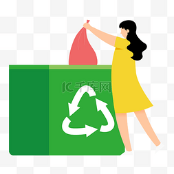 垃圾桶不可回收图片_扔垃圾的女人