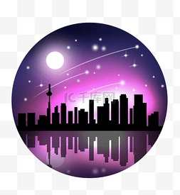 星空图片_黑紫色渐变都市