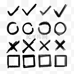 黑白简约图片_复选框黑白手绘简约设计标记符号