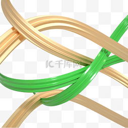C4D绿金色扭曲线条勾勒漂浮装饰
