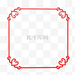 红色背景心背景图片_C4D爱心简约中国风边框