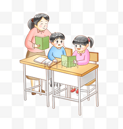 卡通教室图片_课堂上的学生和老师卡通png