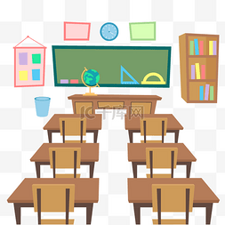 小学教室门口背景图片_学校教室课堂书桌同桌黑板教具讲