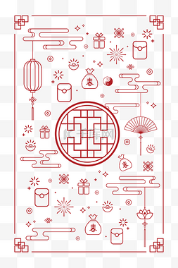 底纹灯笼图片_新年精致线描底纹