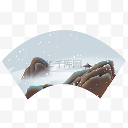 立冬亭子图片_古风小雪扇面小雪大雪节气