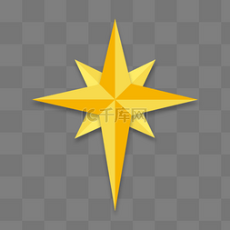 黄色扁平质感christmas star