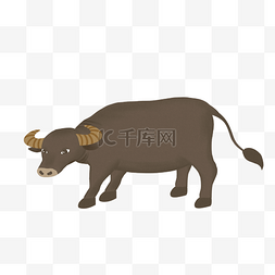牛图片_卡通灰色的小牛免抠图