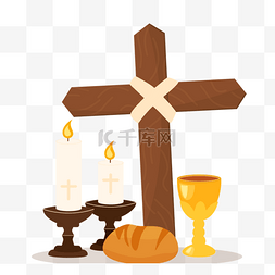 耶稣十字架图片_圣周六十字架蜡烛元素