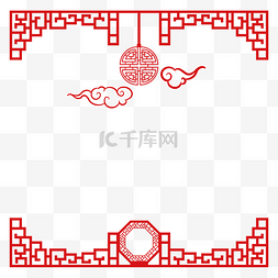 创意云朵装饰图片_方形云纹装饰窗花