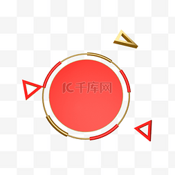 几何圆形边框图片_立体红色圆形C4D背景