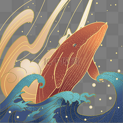 日本浮世绘鲸鱼海浪