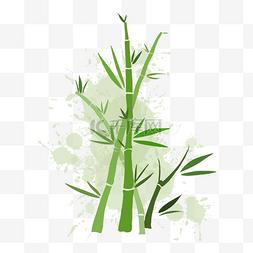 扁平插画简单绿色竹子