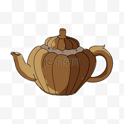 茶杯茶壶插画图片_紫砂陶器茶具茶壶