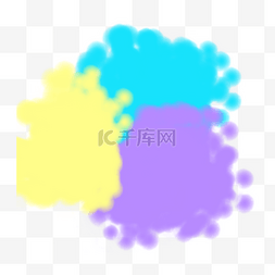 颜料色块图片_小清新黄紫蓝撞色收敛笔触颜料喷