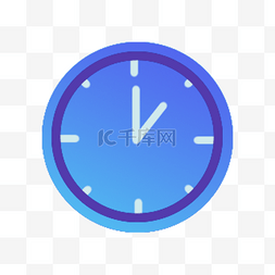 蓝色圆弧时间钟表元素