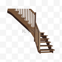 棕色木质楼梯插图