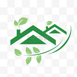 河流logo图片_绿色房子企业标志