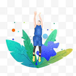 篮球运动员投篮肌理风格插画