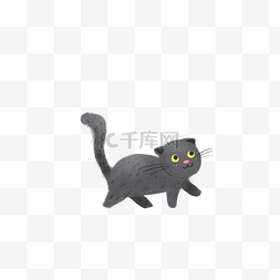 卡通黑色的猫图片_卡通黑色的猫咪免抠图