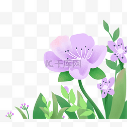 手绘卡通紫色花朵免扣元素