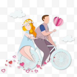 情侣热气球图片_蓝色情人节情侣骑爱剪纸