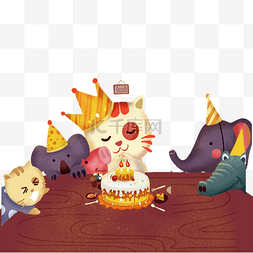 切蛋糕吃蛋糕图片_小猫咪过生日吃蛋糕