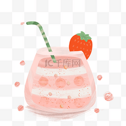 夏天草莓水果酸奶清新手绘可爱卡