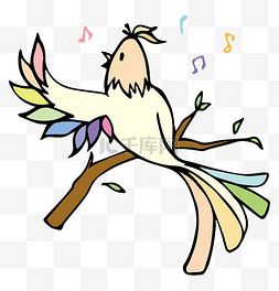 音乐的音符图片_可爱简笔画小鸟唱歌的五彩鸟矢量