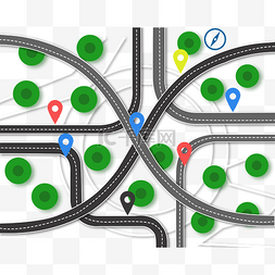 公路施工中图片_扁平地图定位导航公路