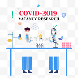 手绘卡通医疗疫苗covid-2019 vacancy re