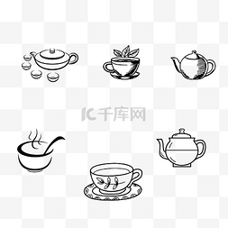 水墨茶叶茶叶图片_中国风茶具茶道剪影