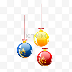 水晶吊饰图片_圣诞挂饰红黄蓝水晶球