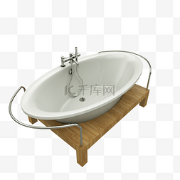 龙头图片_浴室独立浴缸和不锈钢龙头