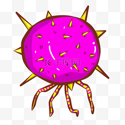 黄色的圆球图片_粉色毛球细菌插画