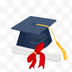 毕业帽蓝色图片_手绘蓝色学生毕业帽