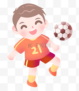 踢球踢球图片_用腿踢球的小男孩卡通插画