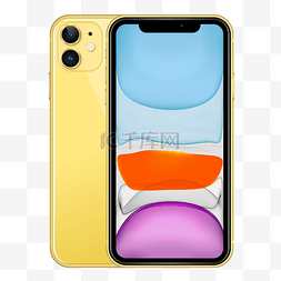 苹果手机iPhone11黄色正反面