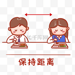 食堂吃喝图片_保持距离分餐制表情包