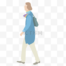 女包图片_背小包的女行人插画