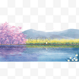 樱花主题图片_春天景色主题之油菜花与樱花风景