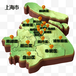 绿色立体上海地图