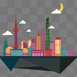 上海东方明珠塔简笔画图片_上海外滩夜晚