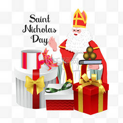 saint nicholas day红色长袍主教老人