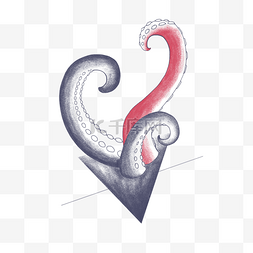 黑红章鱼触手插画设计纹身图案