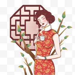 美女养生养生图片_国潮人物与养生食物