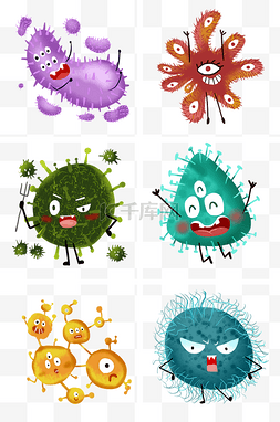 细菌蓝色图片_卡通细菌小怪物免抠png