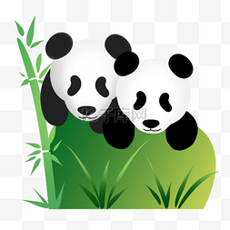 两只熊猫商用地方特色标识装饰图