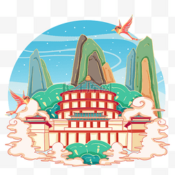 国庆节中图片_重庆标志建筑人民大会堂旅游地标